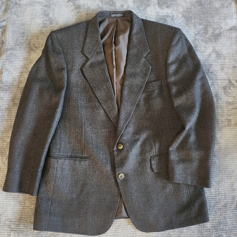 VTG C&R Clothiers 40S Wool Silk Tweed Blazer Brown Netrl 2 Button Cardiff
